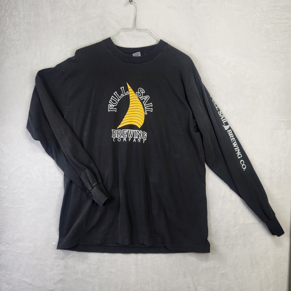 Vintage Full Sail Brewing Co Long Sleeve Shirt Mens XXL Black Single Stitch USA